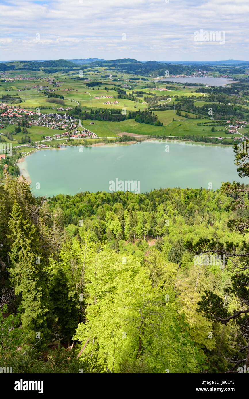 viewpoint Vierseenblick, lake Weißensee, Hopfensee, Forggensee, Füssen, Schwaben, Allgäu, Swabia, Bayern, Bavaria, Germany Stock Photo