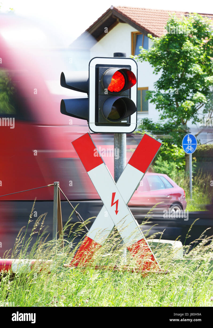 railway crossing level crossing Stock Photo Alamy