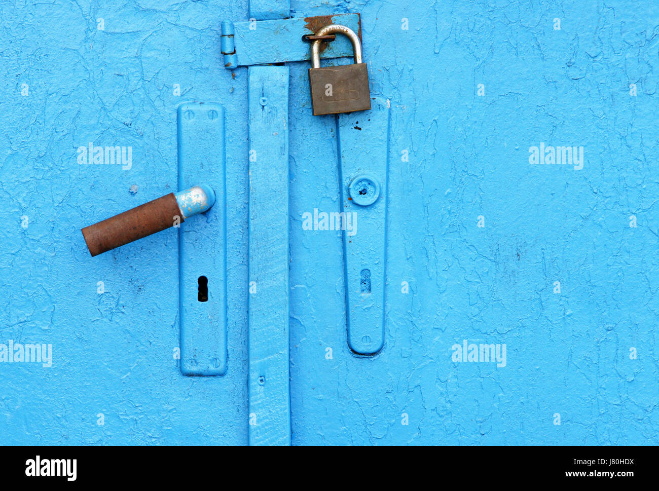 lock blue house building at home colour model design project concept plan draft Stock Photo