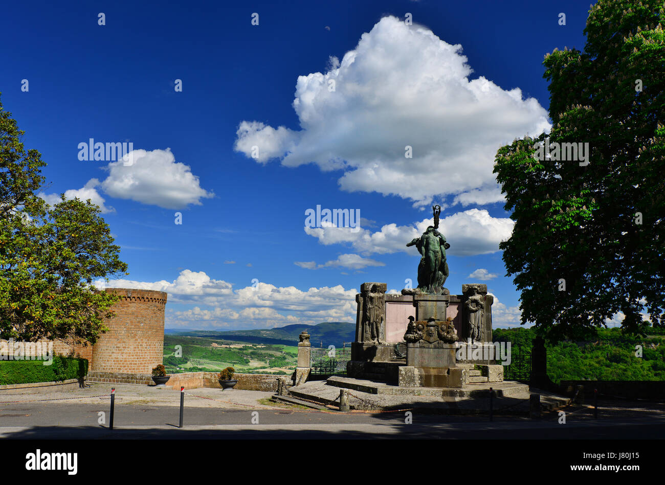 Orvieto First World War Memorial with panoramic view Stock Photo