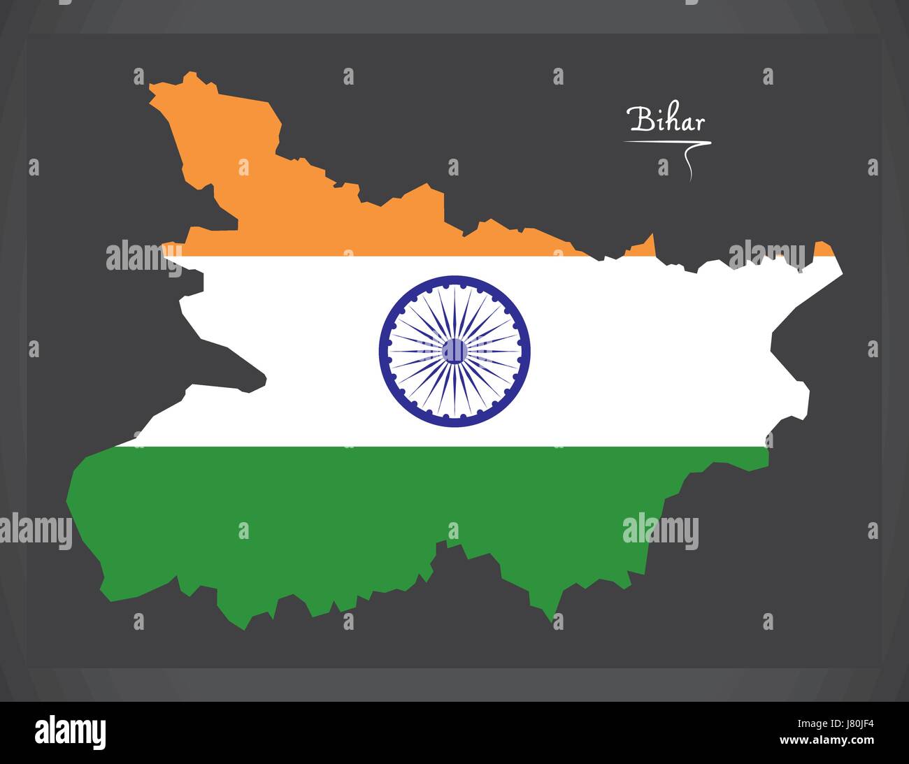 Bihar map with Indian national flag illustration Stock Vector