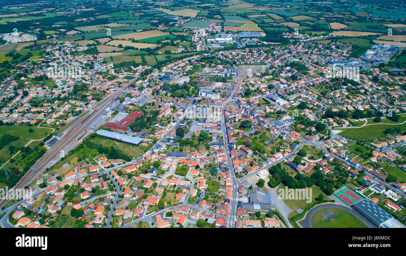 High angle view of Sainte Pazanne city near Nantes, Loire Atlantique, France Stock Photo