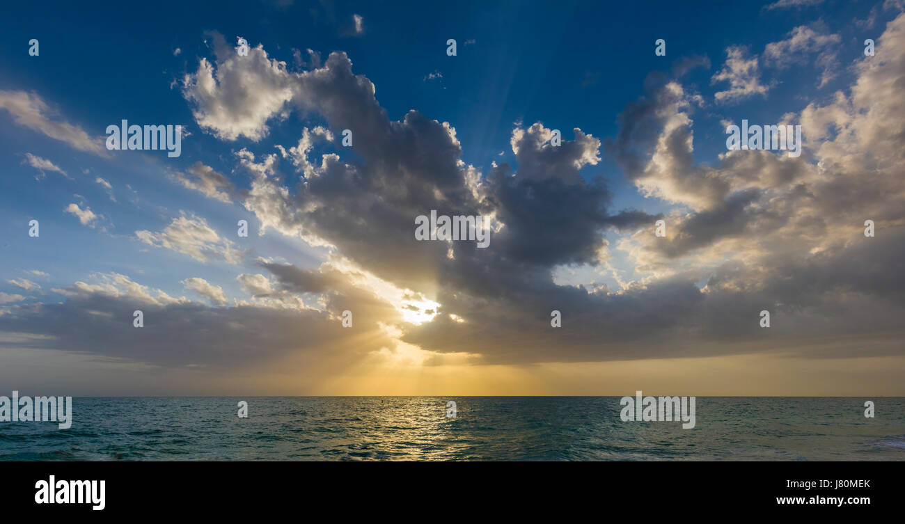 Late afternoon sunset over the Gulf of Mexico from Venice Beach in Vencie Florida Stock Photo