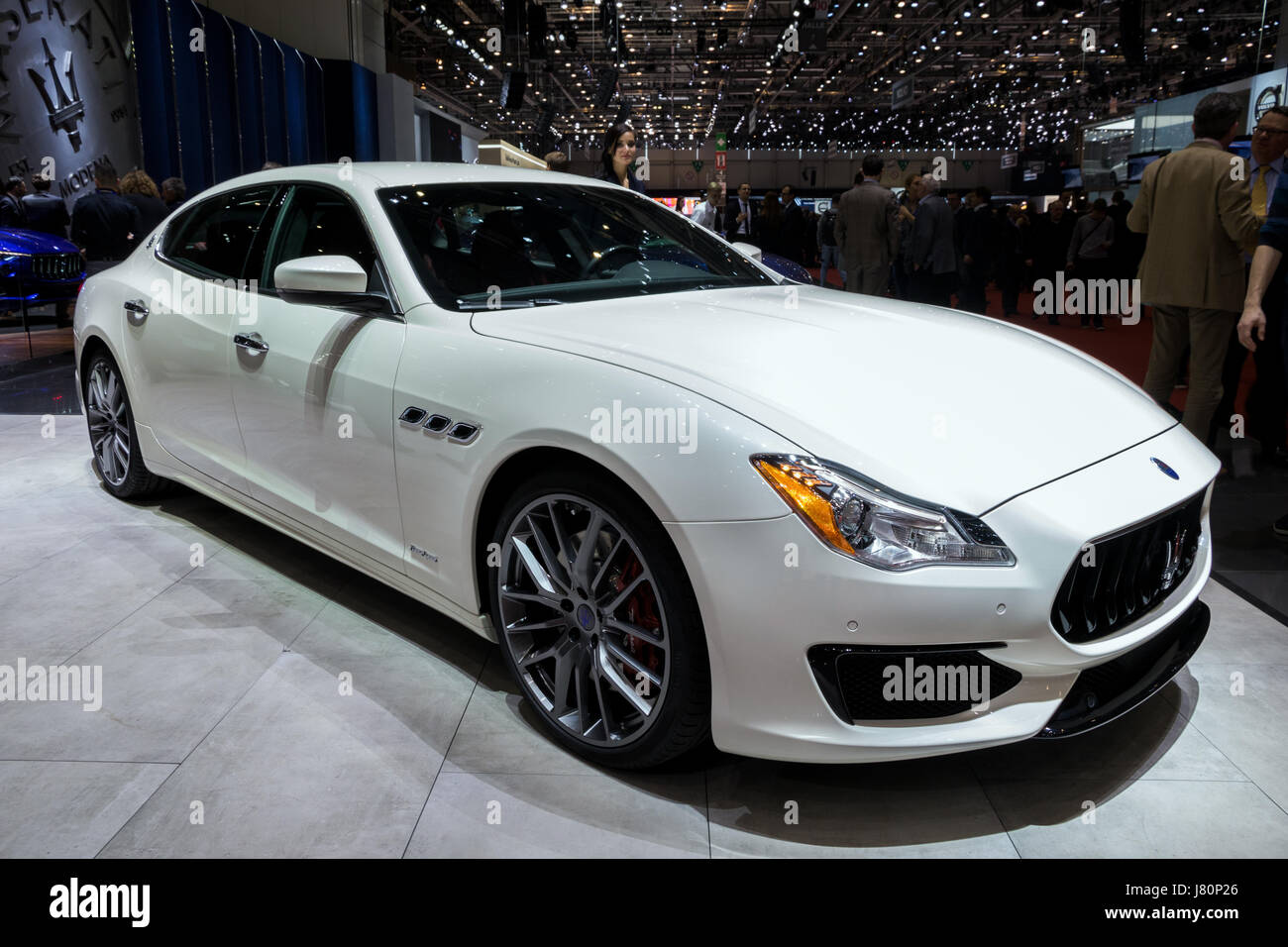 GENEVA, SWITZERLAND - MARCH 7, 2017: Maserati Quattroporte GTS GranSport  car at the 87th Geneva International Motor Show Stock Photo - Alamy, image size:1300x956