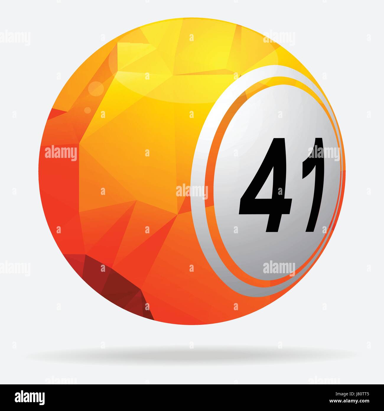 3D Illustration of Red and Yellow Bingo Lottery Ball with Geometric