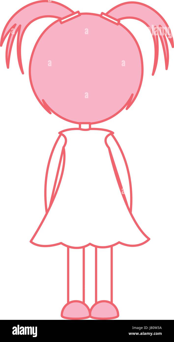 back cute little girl character Stock Vector Image & Art - Alamy