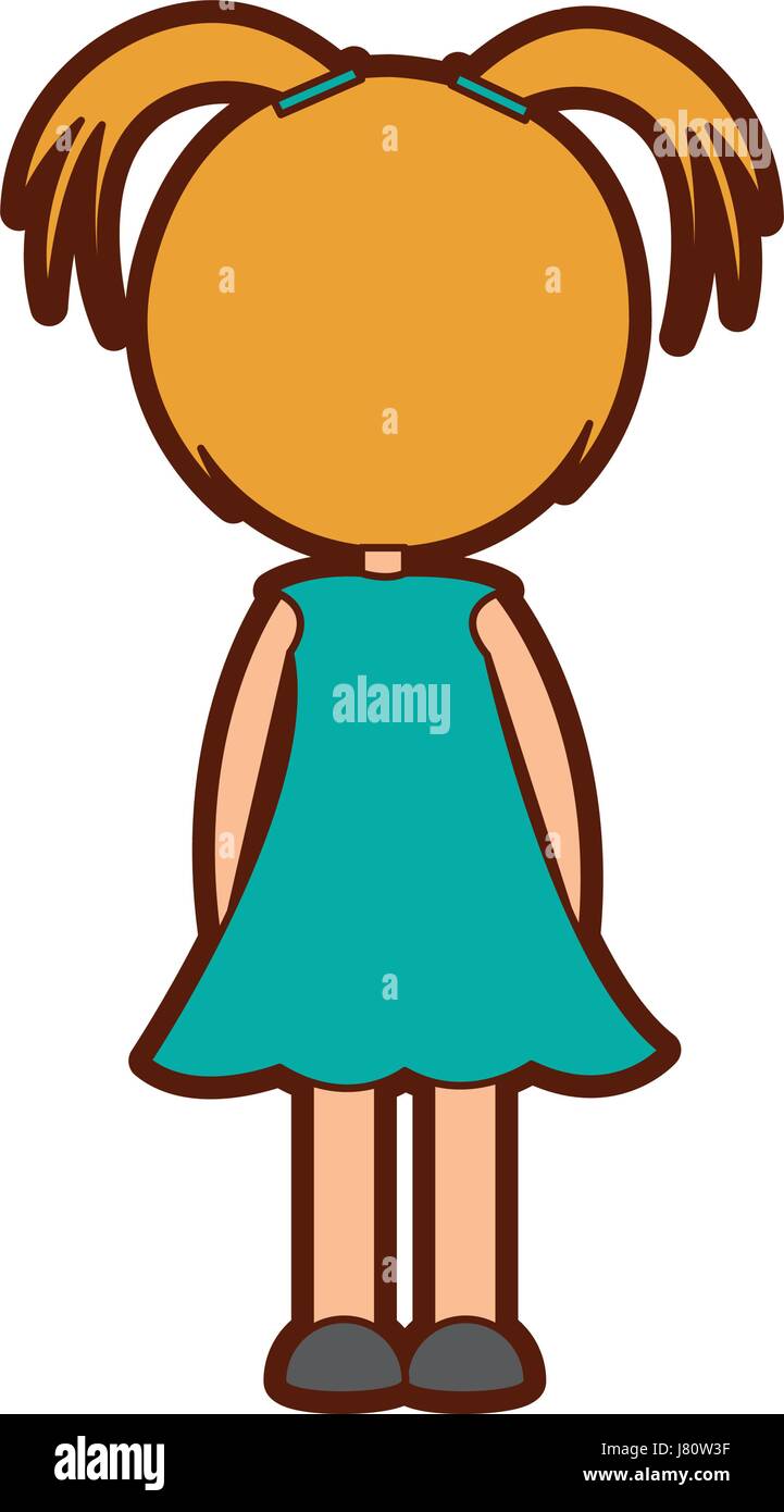 back cute little girl character Stock Vector Image & Art - Alamy