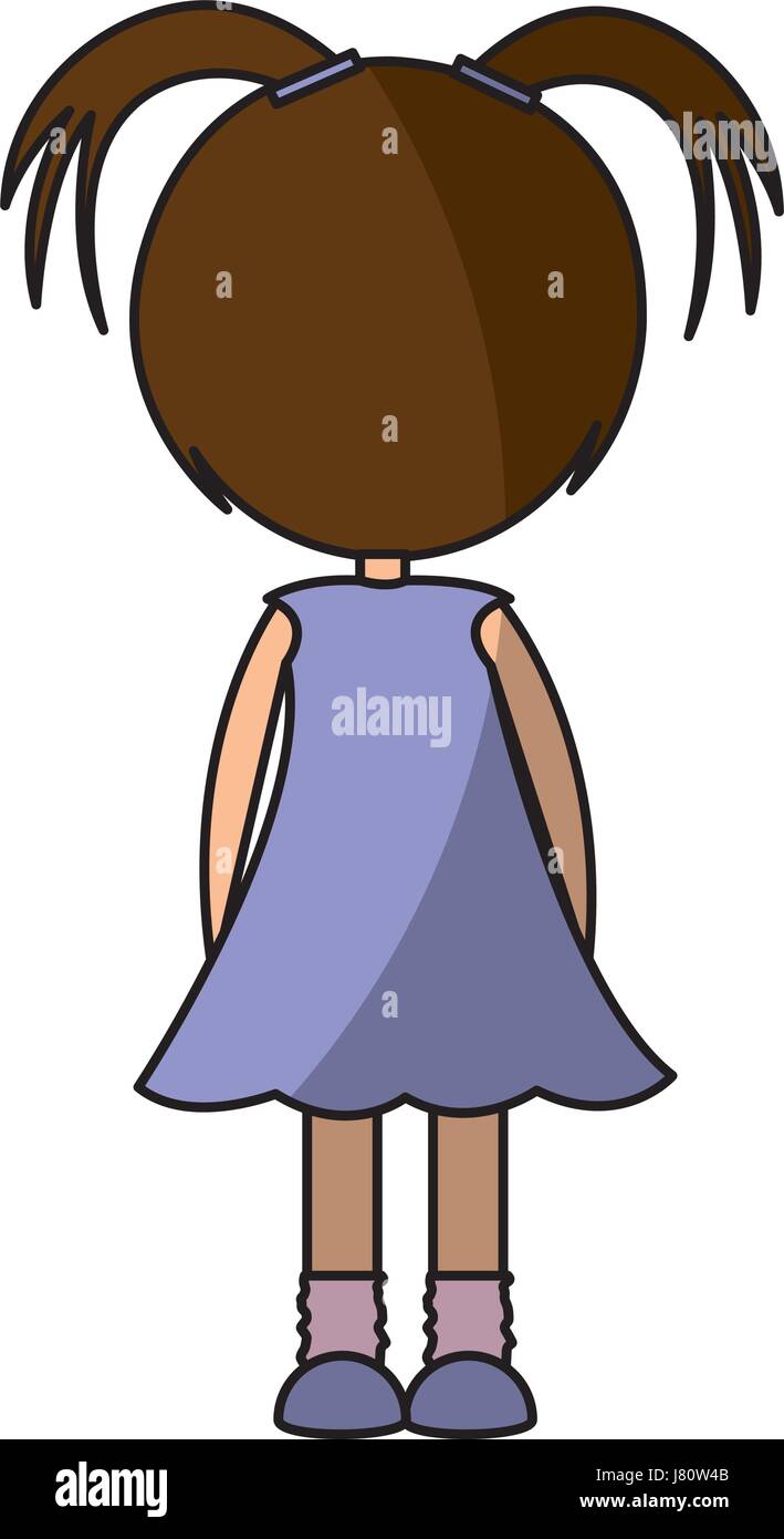 back cute little girl character Stock Vector Image & Art - Alamy