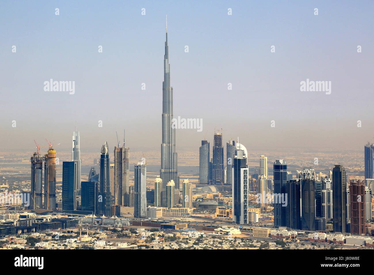 Dubai Burj Khalifa Downtown aerial view photography UAE Stock Photo