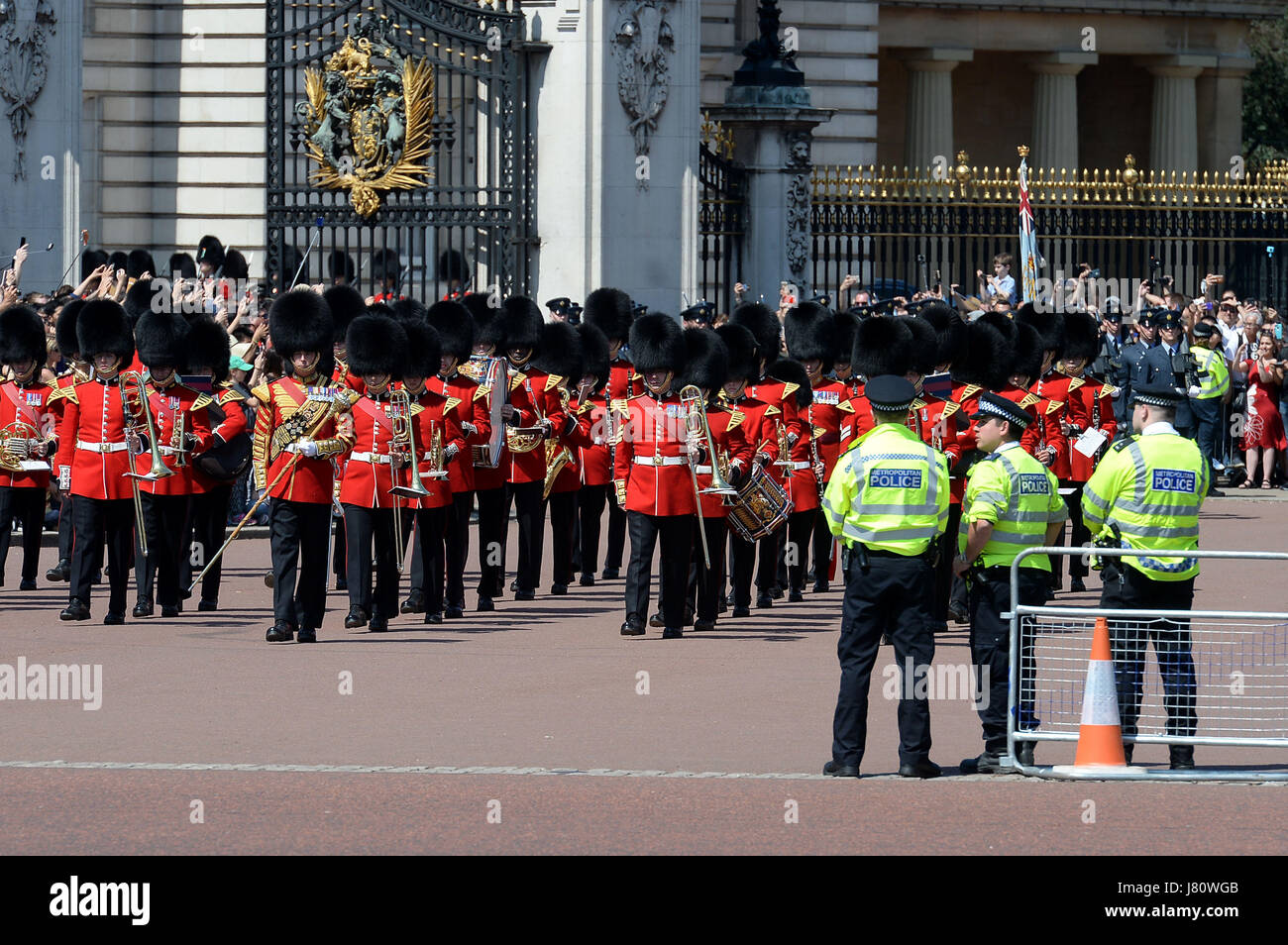 Police look on during the Changing the Guard ceremony outside