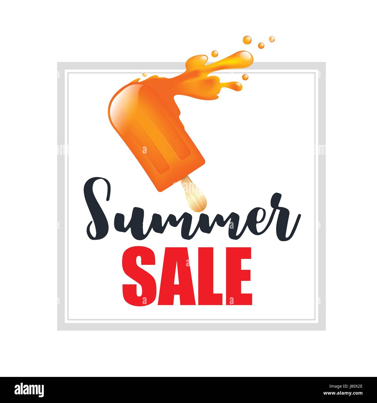 Orange splash ice cream bar with text summer sale isolated on the white background vector illustration eps10 Stock Vector