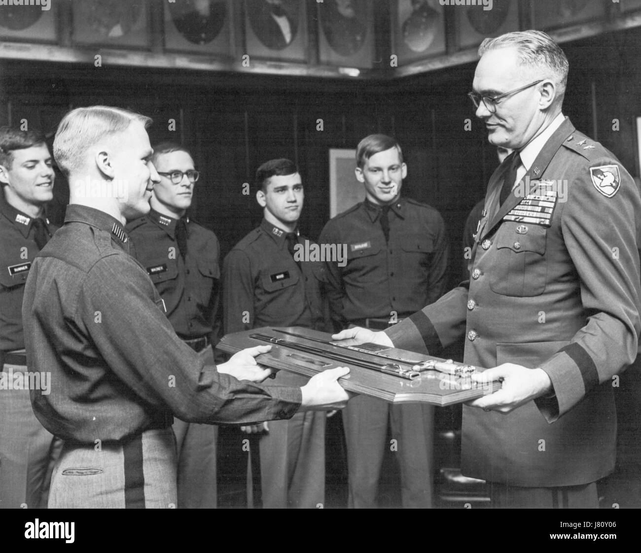 West Point Cadets presenting Saber to Departing Superintendent of