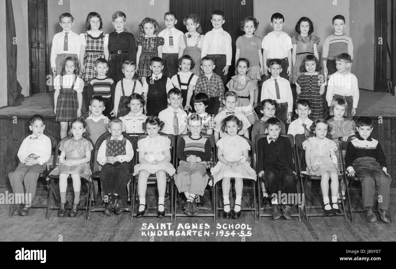 1954-55 Saint Agnes School Kindergarten Class Picture, United States Stock Photo