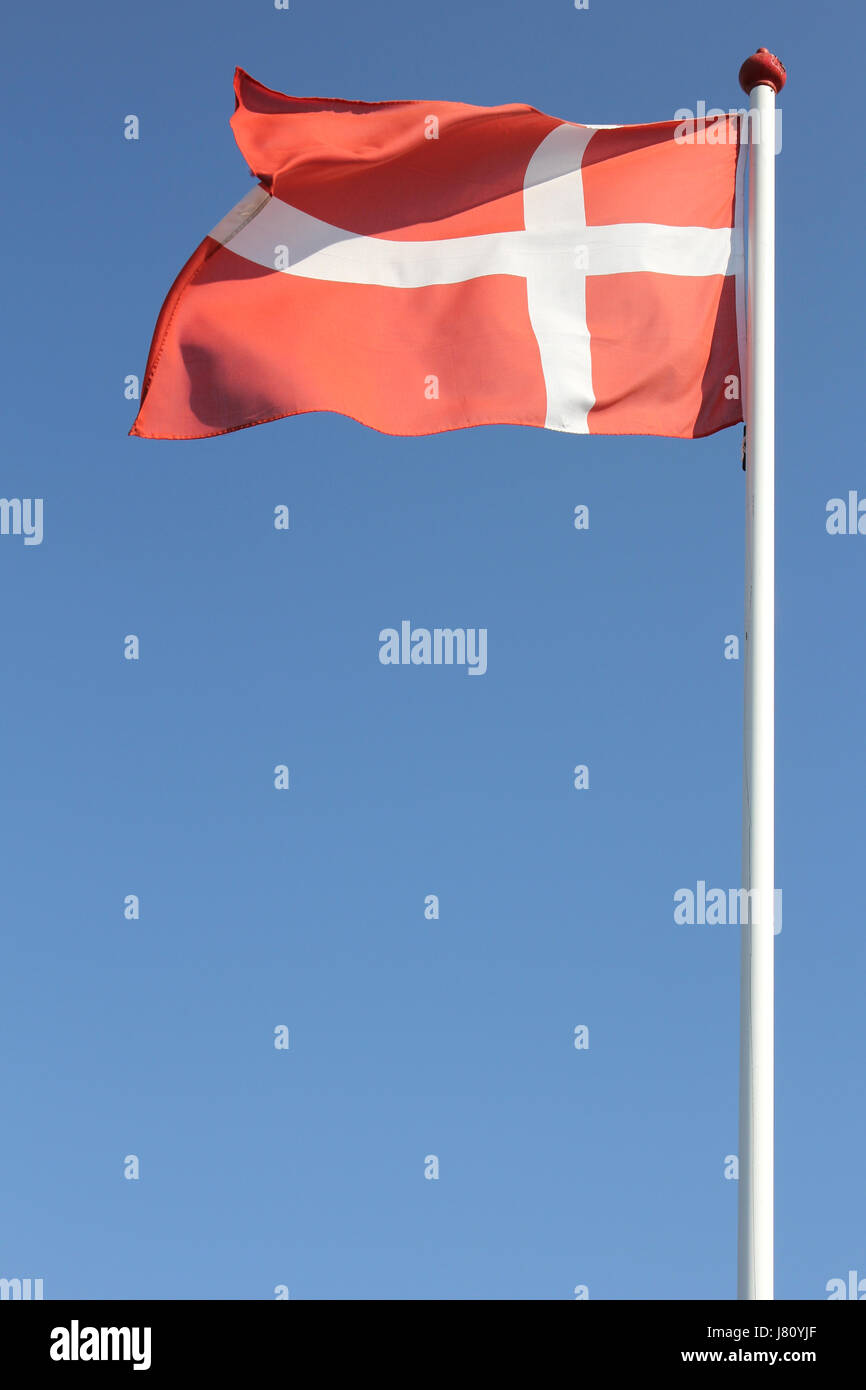 Danish flag flying in the wind Stock Photo