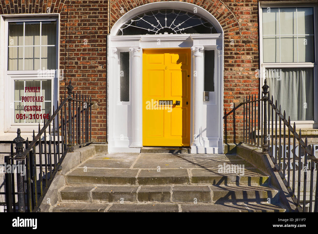 Ireland, County Limerick, Limerick City, Georgian Limerick, Colourful doorway. Stock Photo
