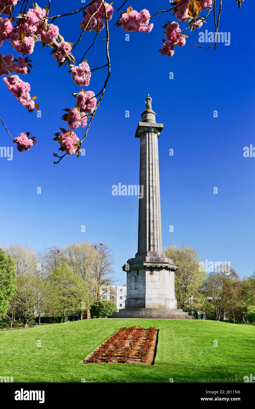 Ireland, County Limerick, Limerick City, Spring Rice Memorial Column in the Peoples Park. Stock Photo