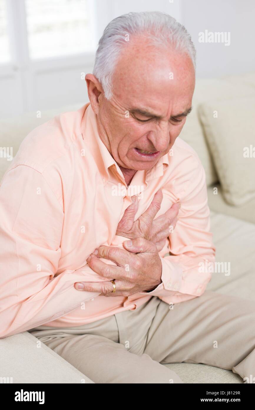 Man with chest pain. Stock Photo