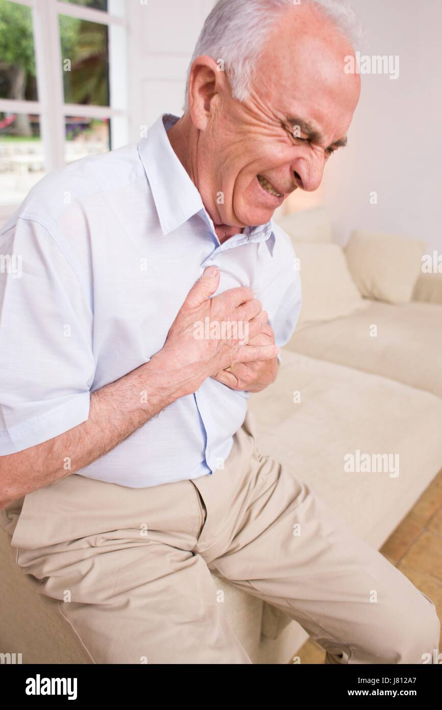 Man with chest pain. Stock Photo