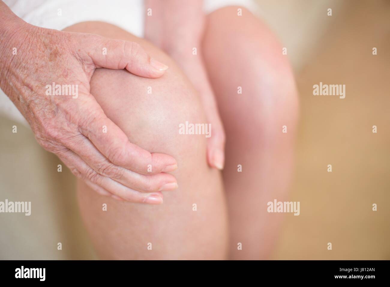 Woman with knee pain. Stock Photo