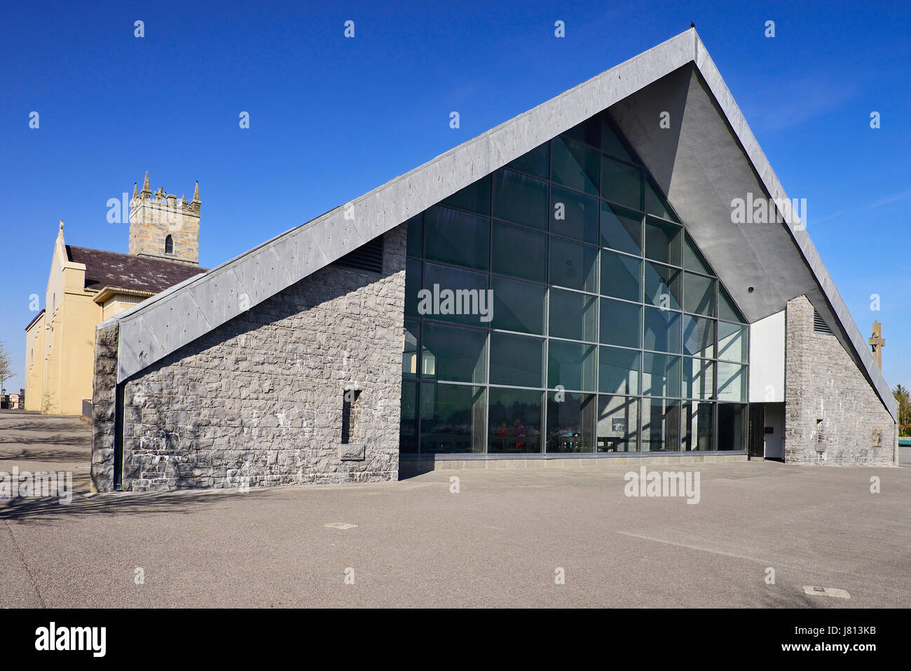 Ireland, County Mayo, Knock Shrine, Apparition Chapel with modern glass extension. Stock Photo