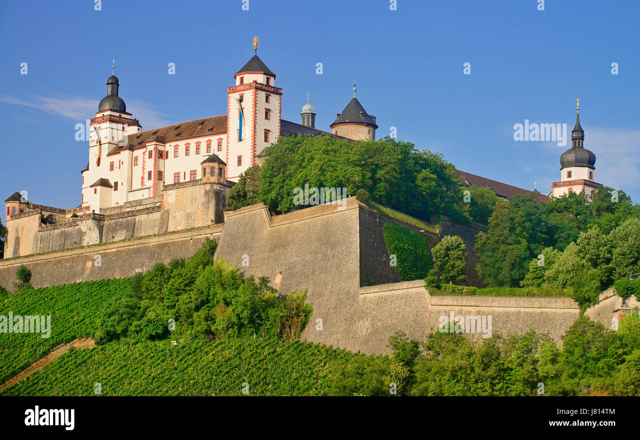 Germany, Bavaria, Wurzburg, Festung Marienberg fortress. Stock Photo