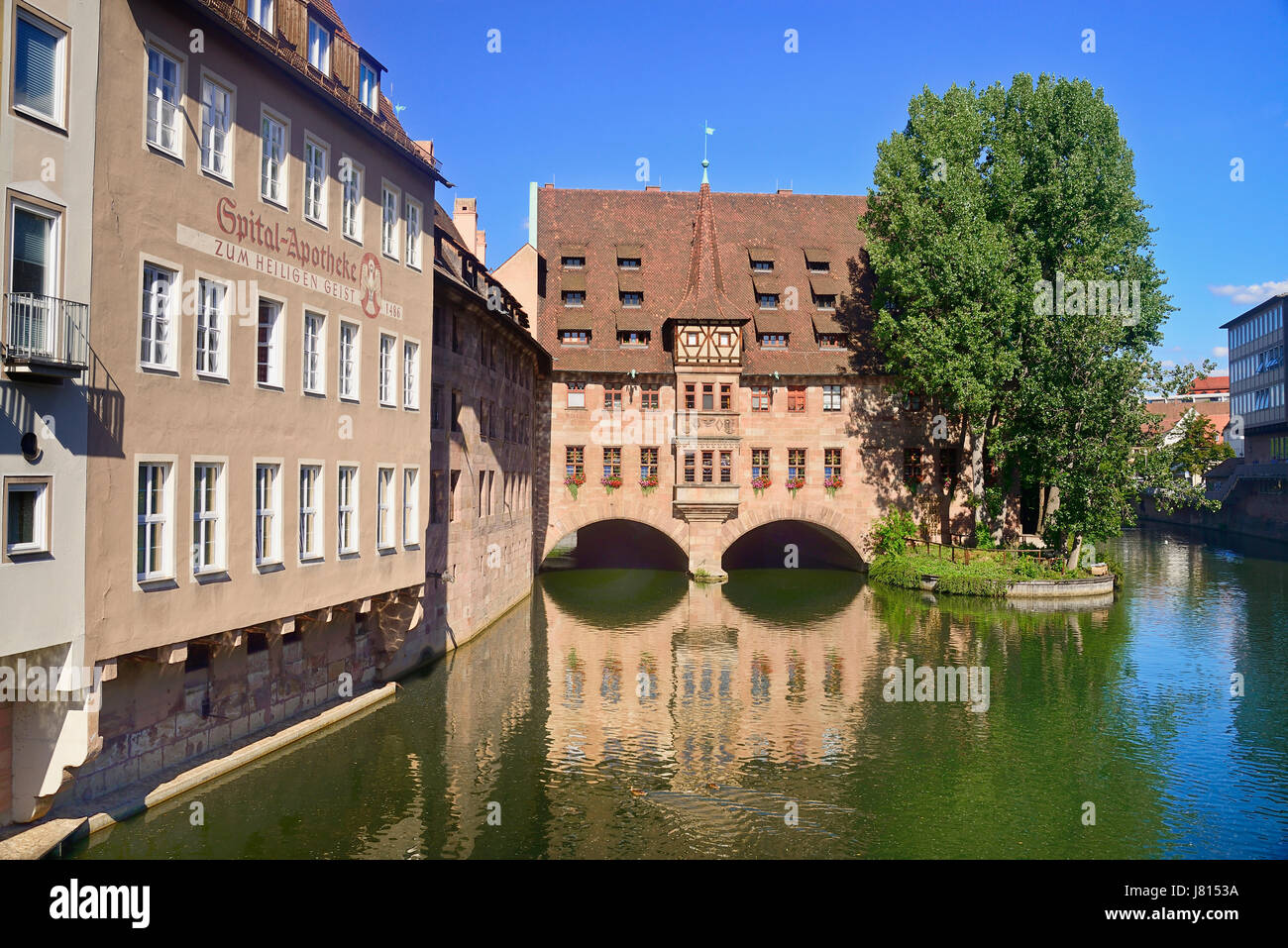 Germany, Bavaria, Nuremberg, Heilig Geist Spital or Holy Spirit Hospital. Stock Photo