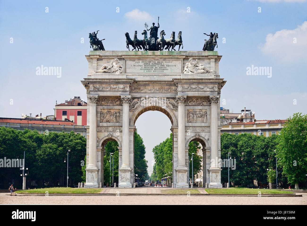 Italy, Lombardy, Milan. Arco della Pace at Porta Sempione. Stock Photo
