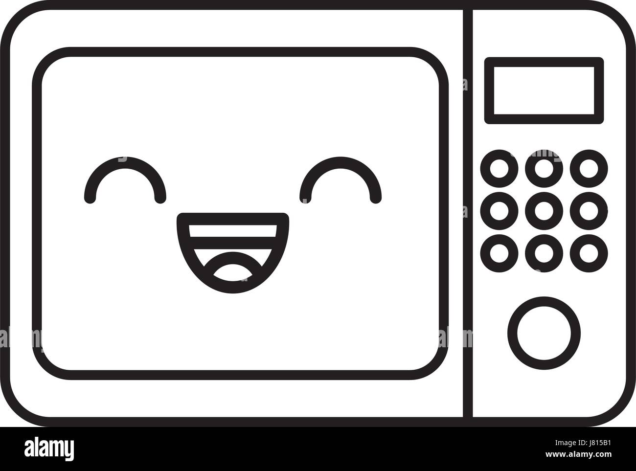 Microwave kitchen appliance cute kawaii cartoon Vector Image