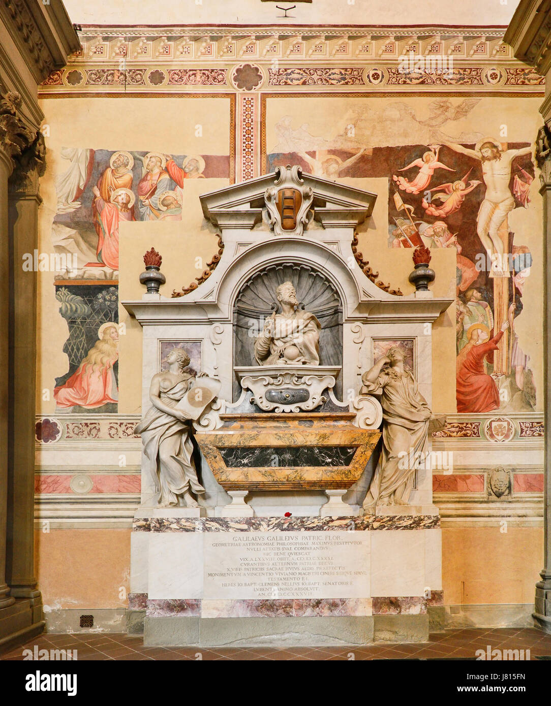 Italy, Tuscany, Florence, Basilica di Santa Croce, Tomb of the astronomer Galileo Galilei. Stock Photo