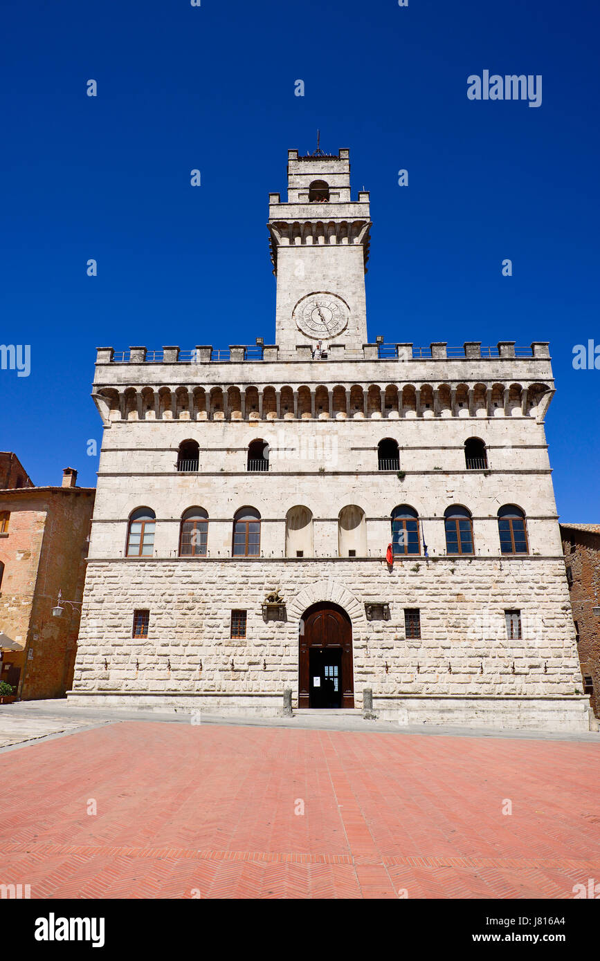 Italy, Tuscany, Montepulciano, Palazzo Comunale, Town Hall. Stock Photo