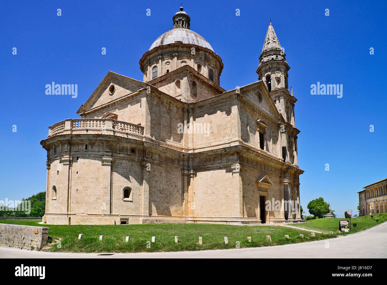 Italy, Tuscany, Montepulciano, Tempio di San Biagio Church. High Renaissance church with domed roof. Stock Photo