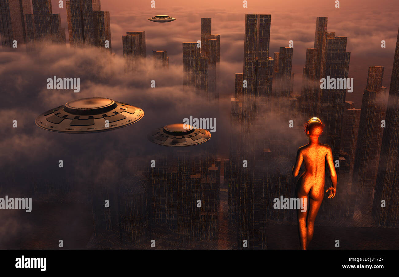 A Futuristic City Either On The Earth Or An Alien Planet. Stock Photo