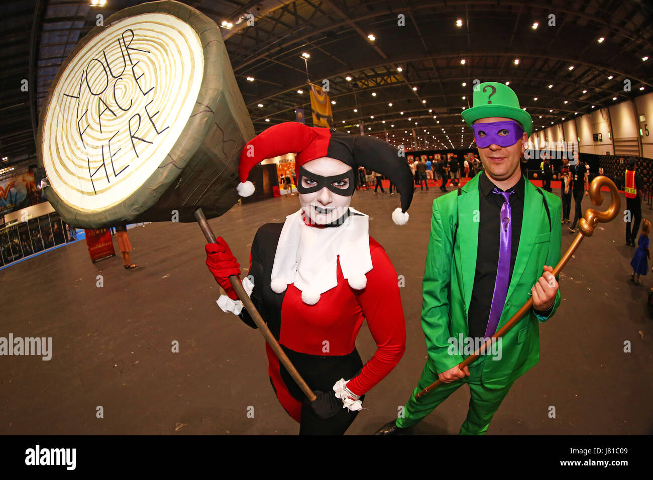 London, UK. 26th May 2017. Harley Quinn and the Joker at the opening day of MCM Comic Con at Excel in London Credit: Paul Brown/Alamy Live News Stock Photo