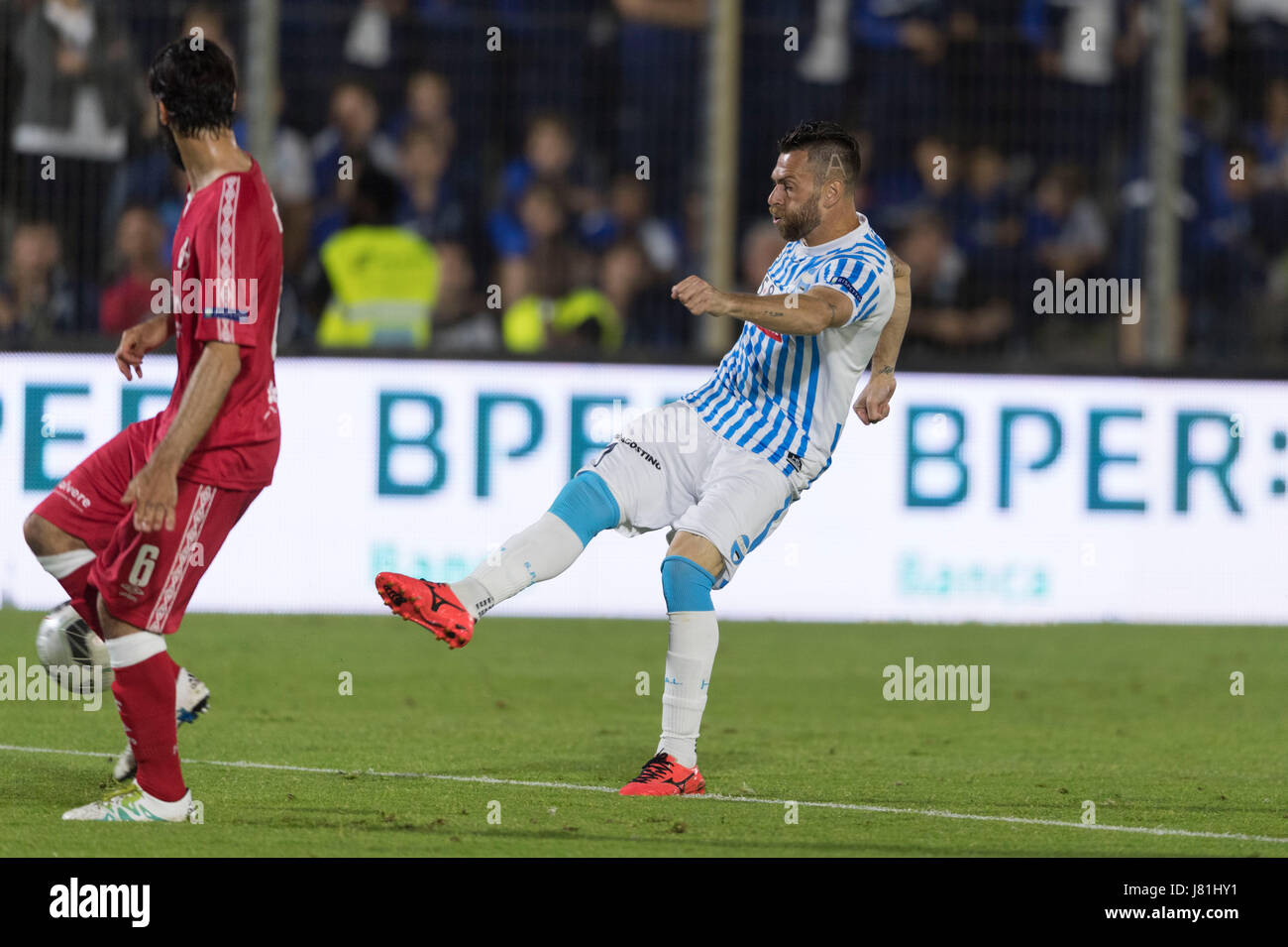 Ferrara, Italy. 18th May, 2017. Nicolas Giani (SPAL) Football/Soccer :  Nicolas Giani of SPAL celebrates their league title with the trophy after  the Italian Serie B match between SPAL 2-1 FC Bari