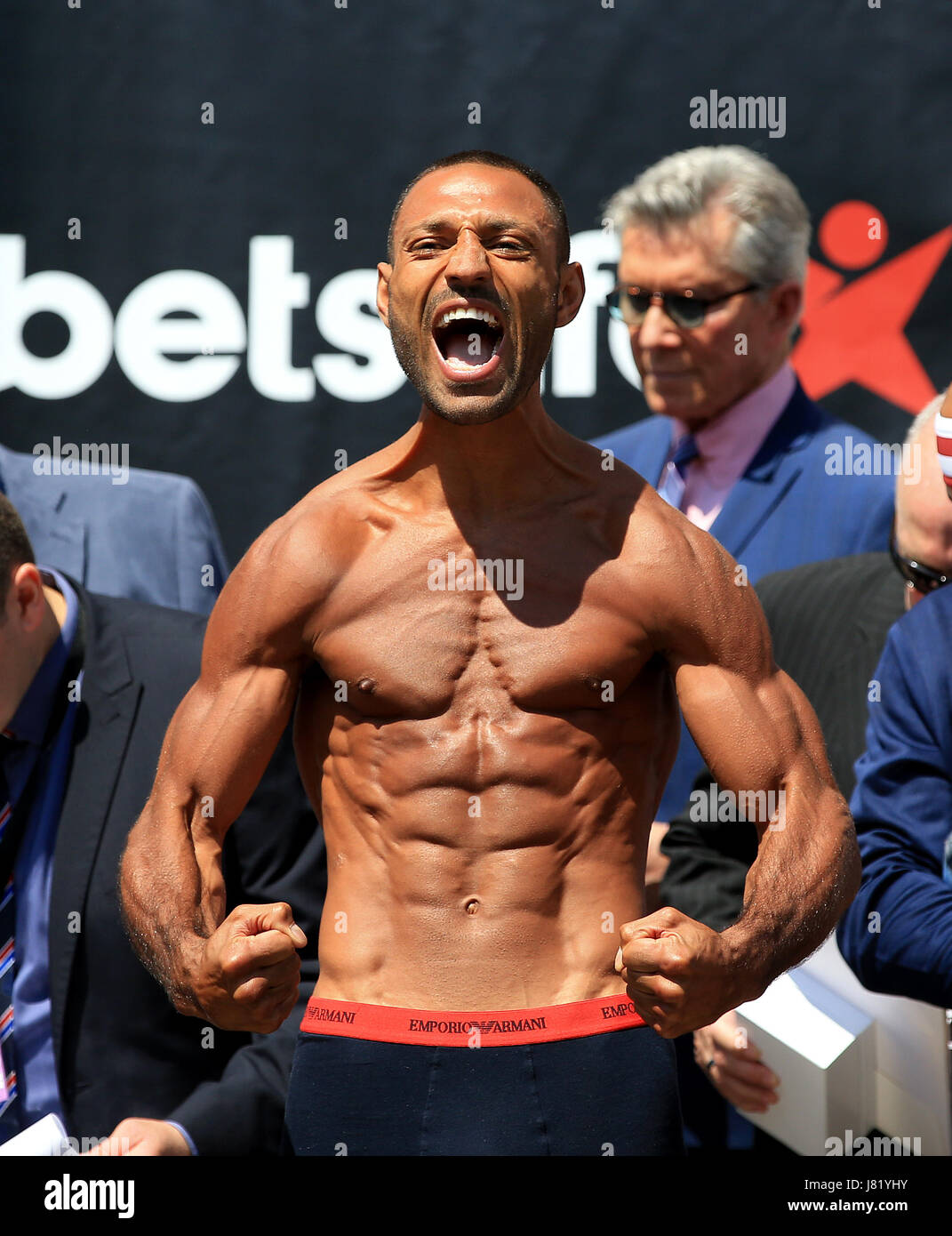 Kell Brook during the weighin at Sheffield City Hall Stock Photo Alamy