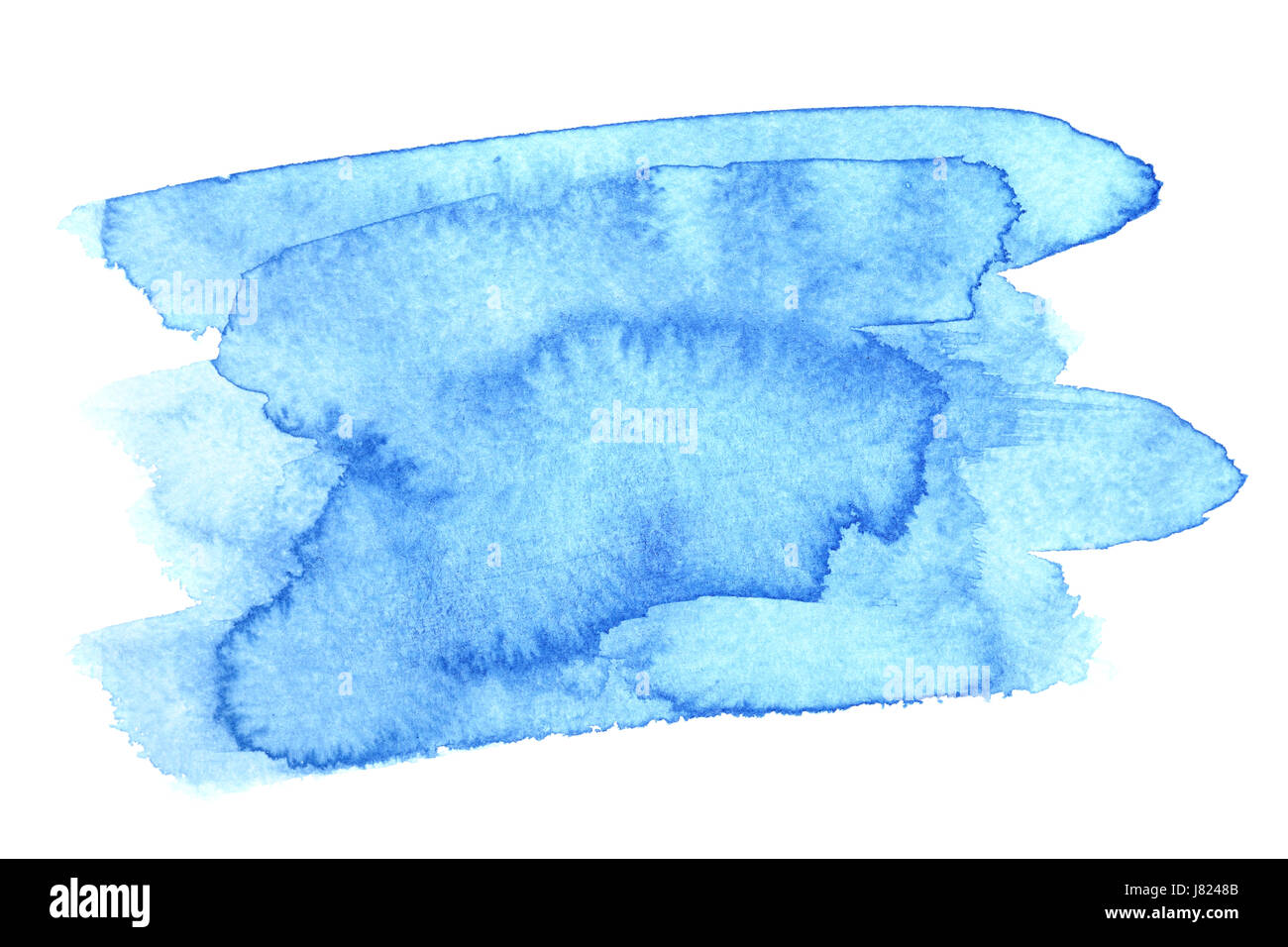 Blue watercolor brush strokes isolated over the white background Stock ...