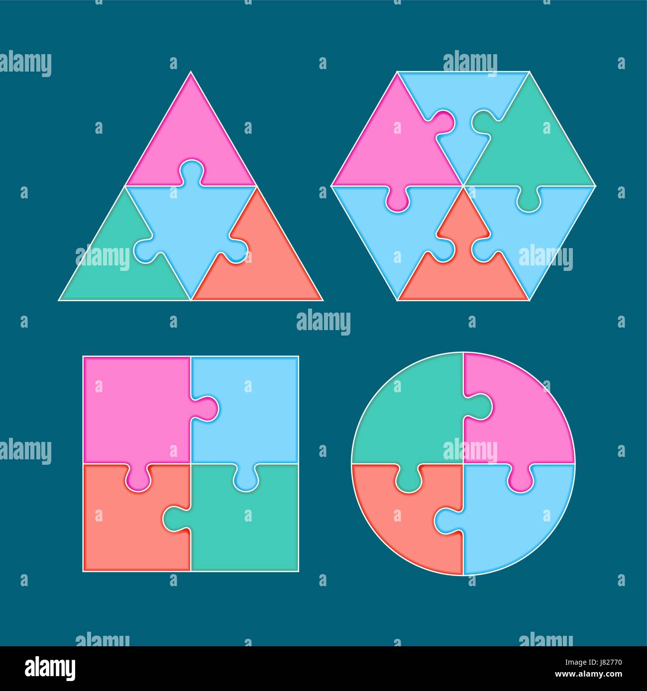 Jigsaw arrange to geometry shape. Vector template for web design, diagram or print media Stock Vector
