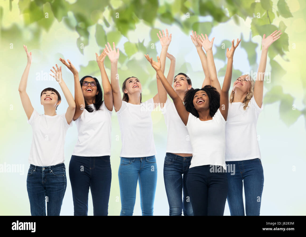 international group of happy volunteer women Stock Photo Alamy