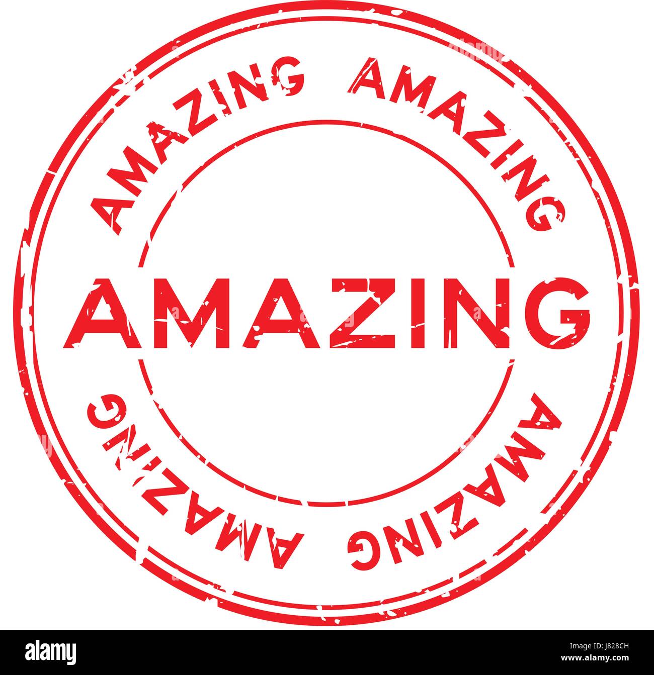 Grunge red amazing round rubber seal stamp on white background Stock ...