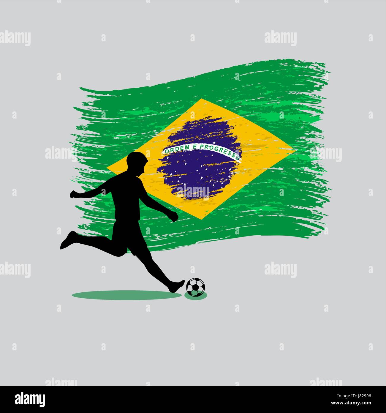 Soccer Player action with Brazil flag on background Stock Vector Image &  Art - Alamy