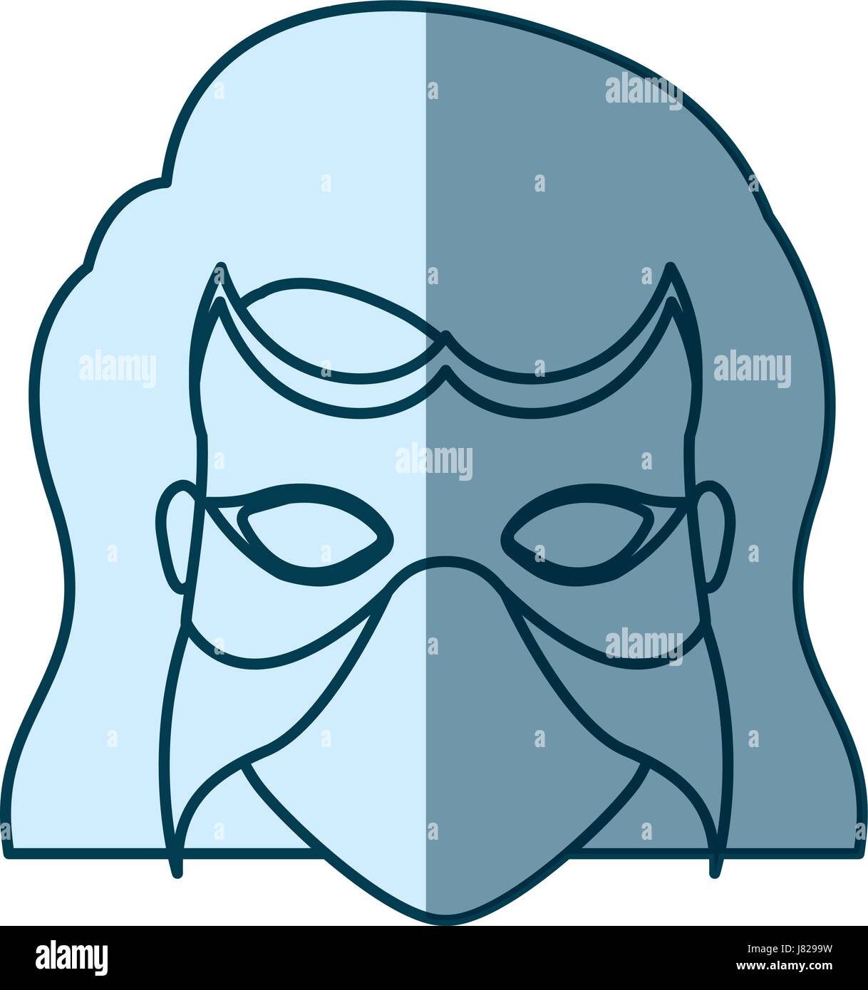 Blue Silhouette With Face Of Woman Superhero With Short Hair And