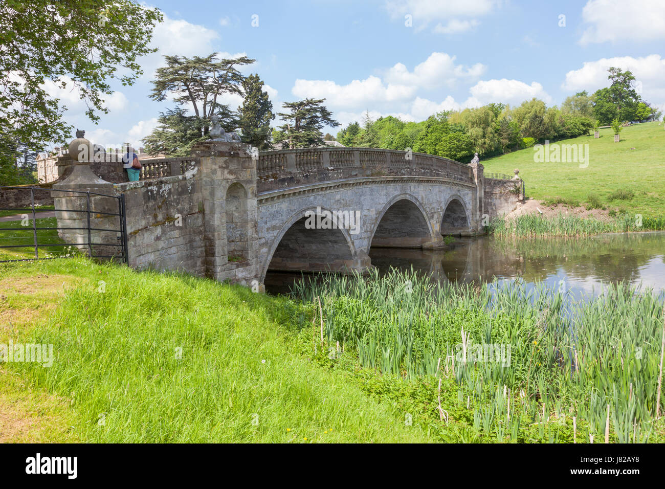 The smal bridge at Compton Verney, Warwickshire UK Stock Photo