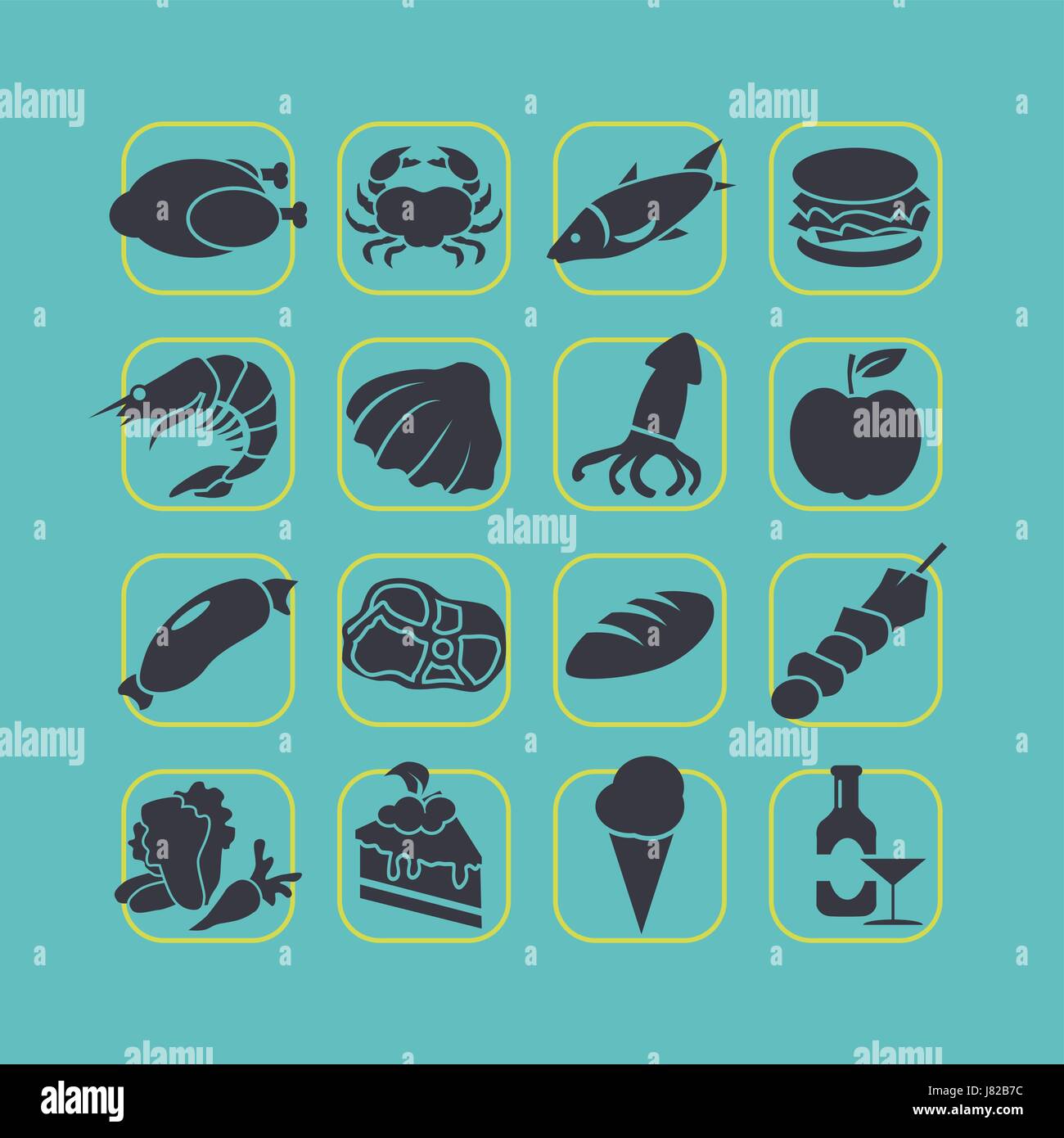 Flat style food icon set vector Stock Vector Image & Art - Alamy