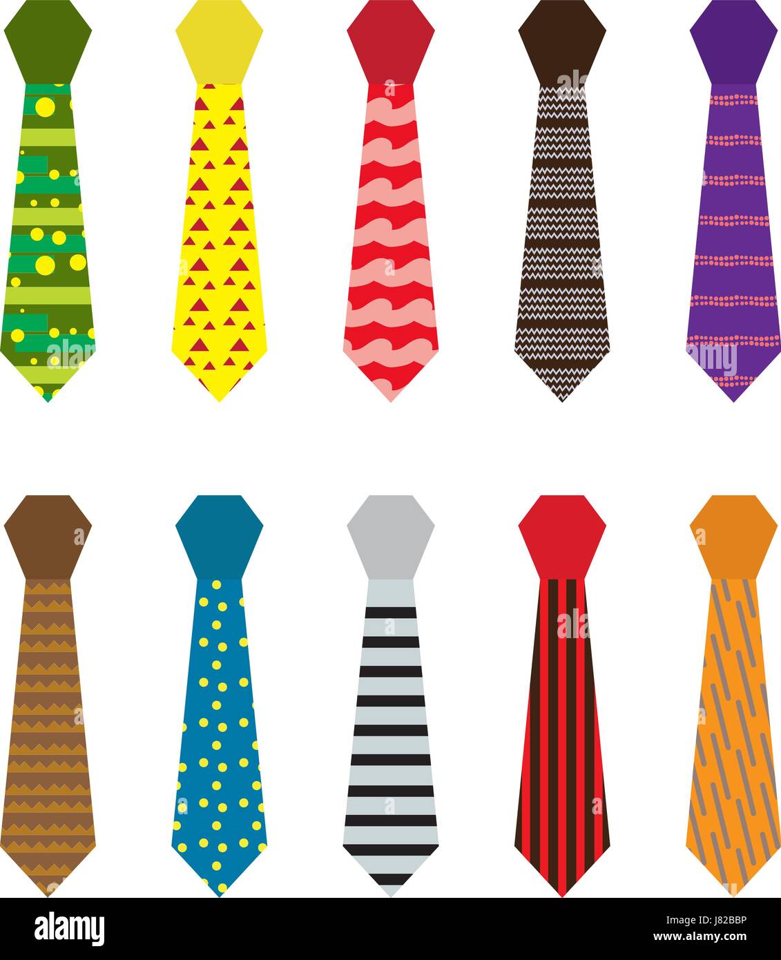 Set of multicolored ties with different patterns. Father's day or men's