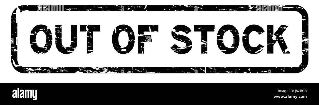 Grunge black out of stock square rubber seal stamp on white background ...