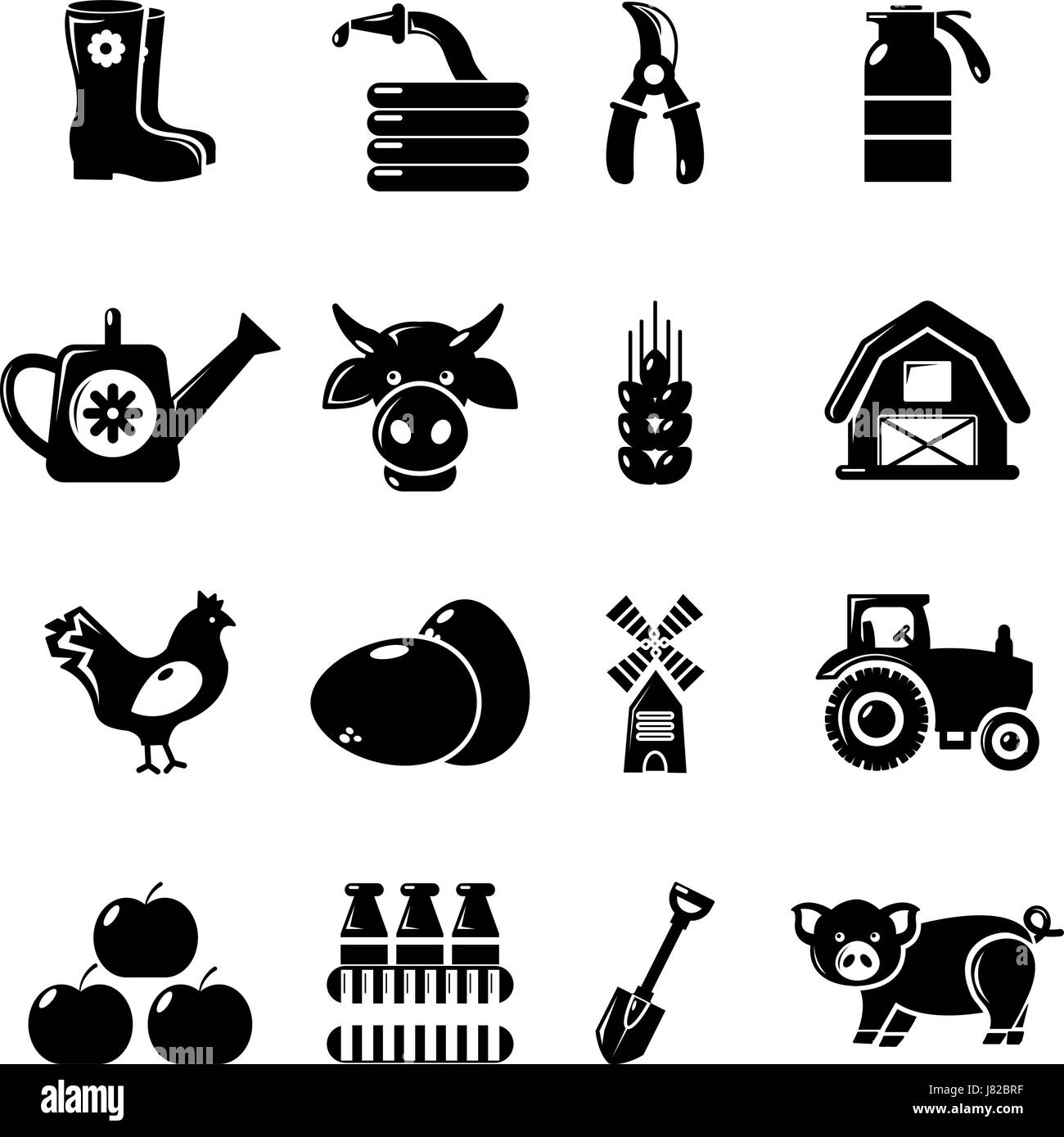 Farm agricultural icons set, simple style Stock Vector