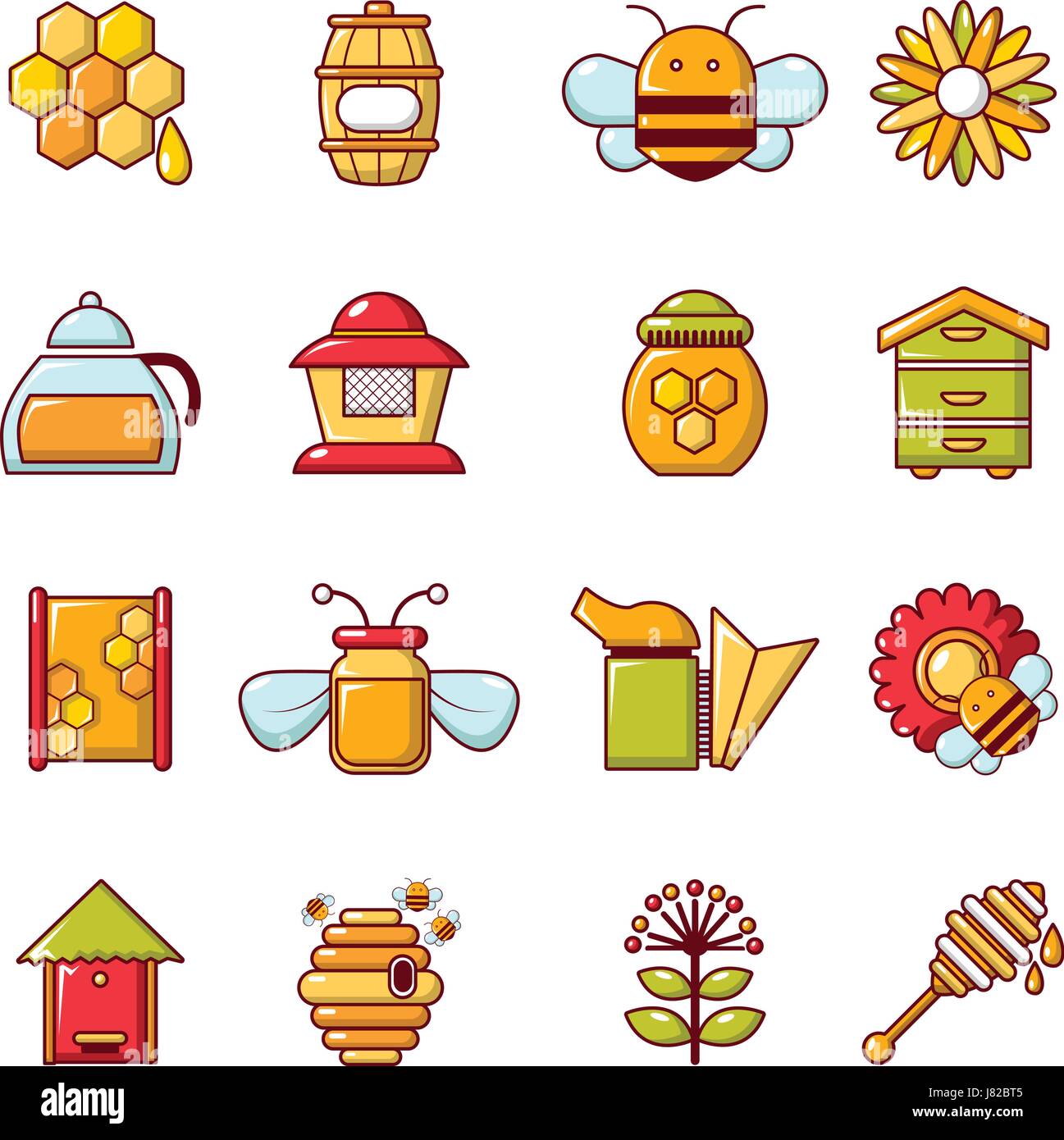 Apiary honey icons set, cartoon style Stock Vector Image & Art - Alamy