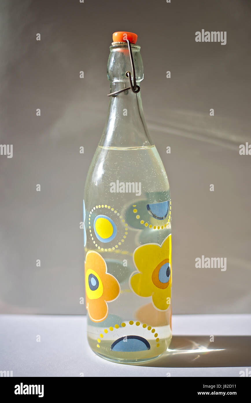 Water transparent crystal bottle Stock Photo