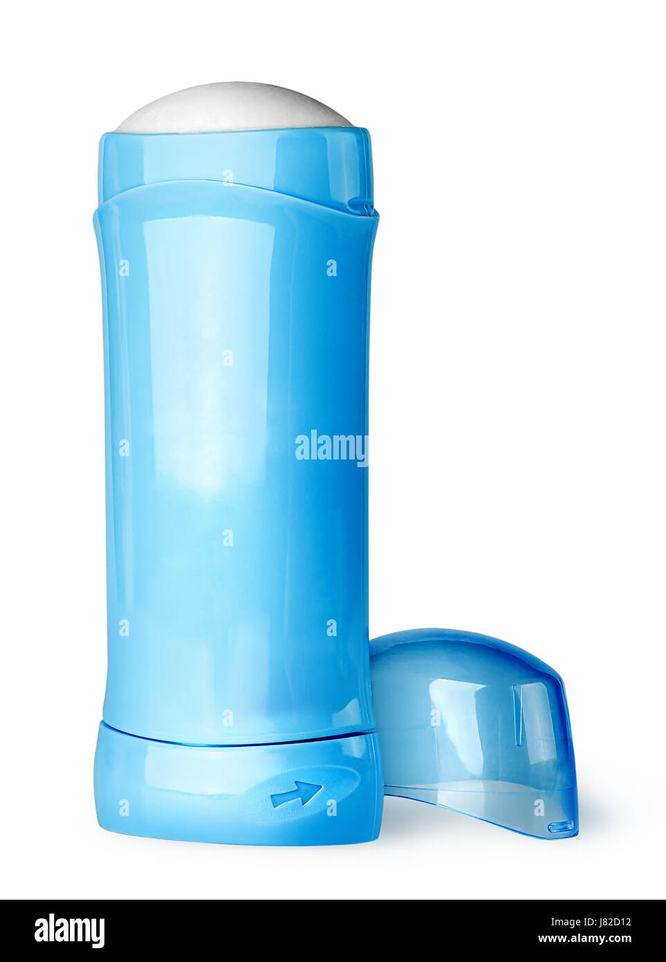 Blue deodorant container cap behind Stock Photo