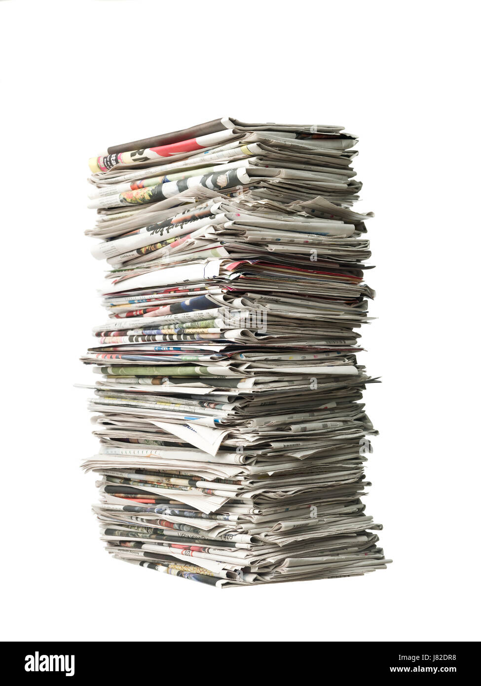 newspaper journal studio magazine stack print recycling waste squandering sheet Stock Photo